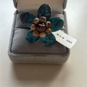 Floral turquoise bead Ring